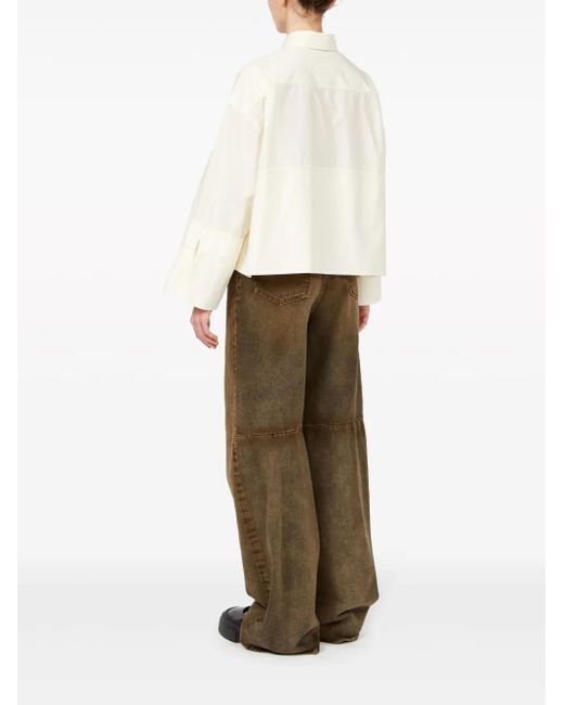 MM6 by Maison Margiela White Logo-Print Poplin Shirt