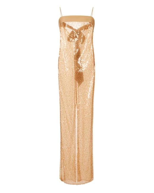 Robe Ornée De Sequins À Coupe Longue Elisabetta Franchi en coloris Metallic
