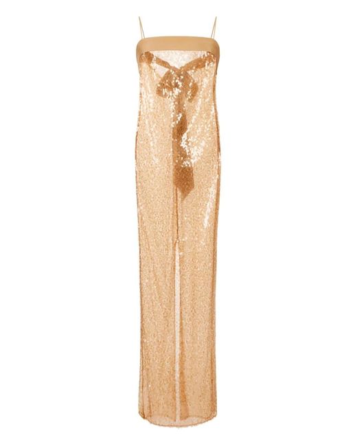 Elisabetta Franchi Metallic Sequin-Embellished Maxi Dress
