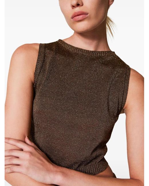 Twinset Brown Lurex Knitted Top