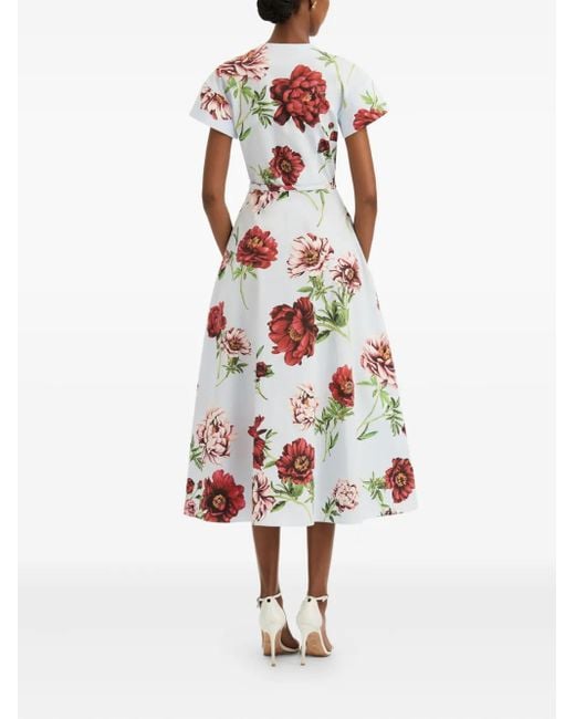 Oscar de la Renta フローラル ベルテッド ドレス White