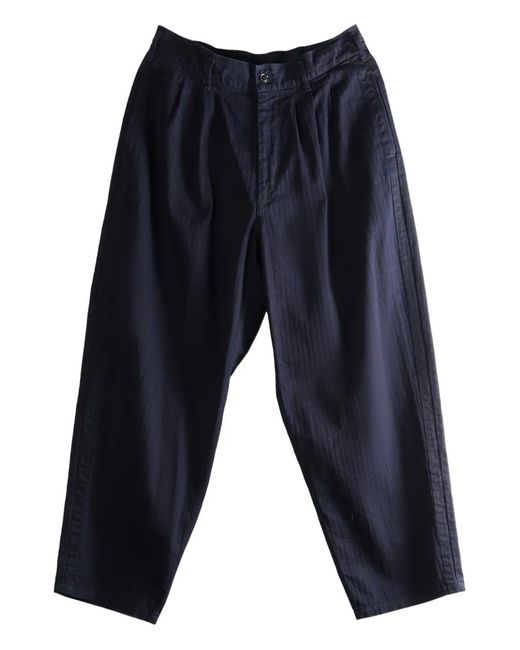 Yohji Yamamoto Blue Pleat-Detail Wide-Leg Trousers for men