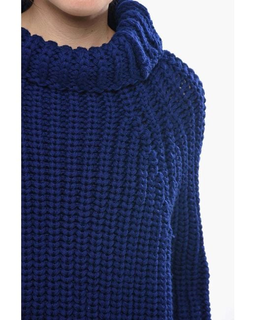 Givenchy Blue Chunky-Knit Turtleneck Sweater