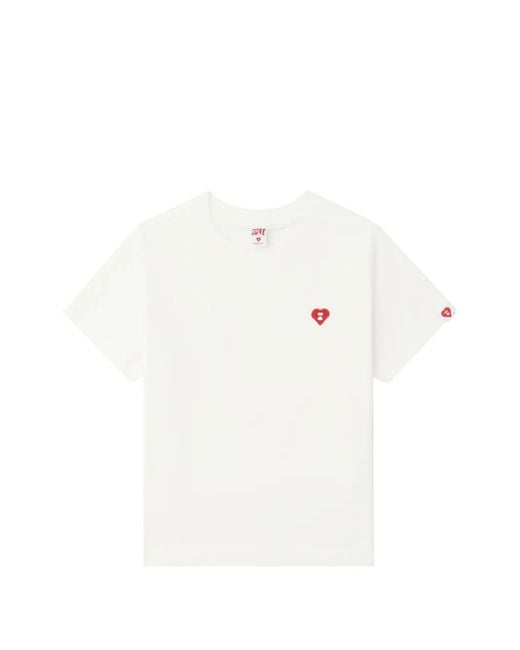 A Bathing Ape White Heart-Embroidered T-Shirt