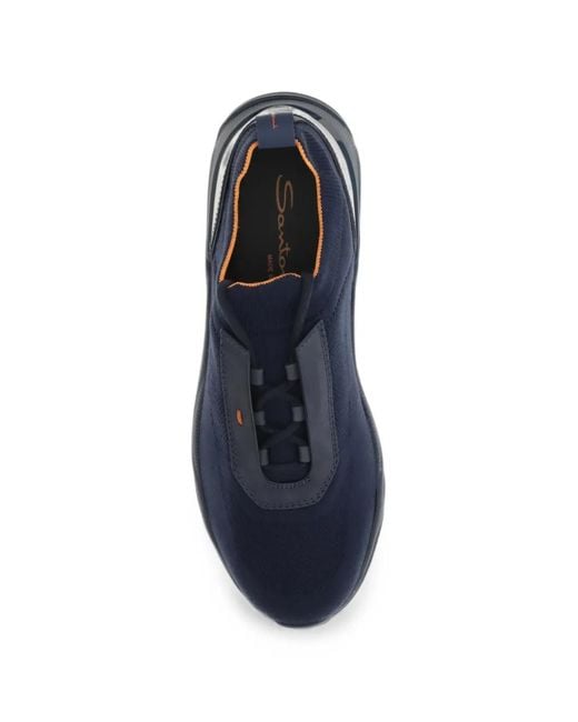 Santoni Blue Panelled Sneakers for men