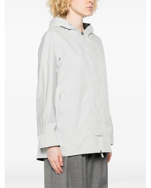 Herno White Zip-Up Hooded Coat