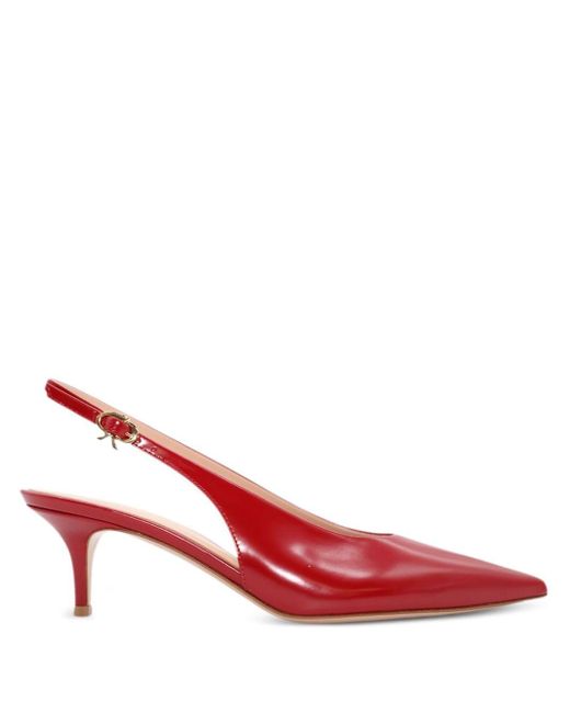Gianvito Rossi Red Leather Slingback Pumps