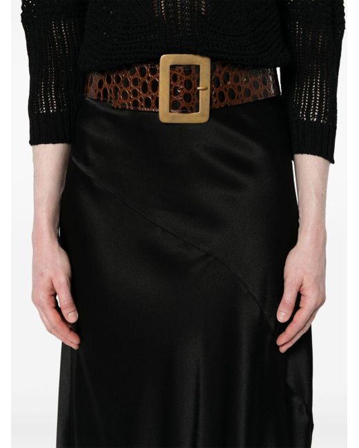 Falda larga de satén Alberta Ferretti de color Black