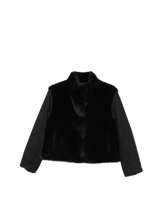 Herno Black Faux-Fur Panelled Jacket