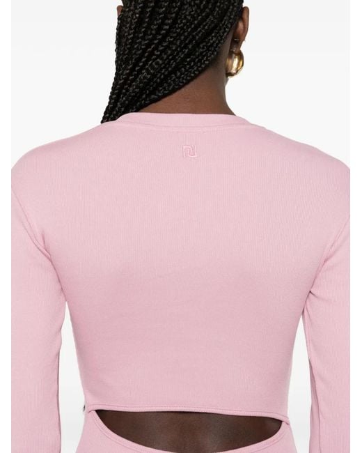Nanushka Pink Long-Sleeve Cut-Out Midi Dress