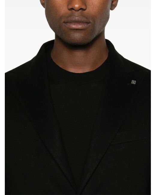 Tagliatore Black Brooch-Detail Virgin Wool Blazer for men