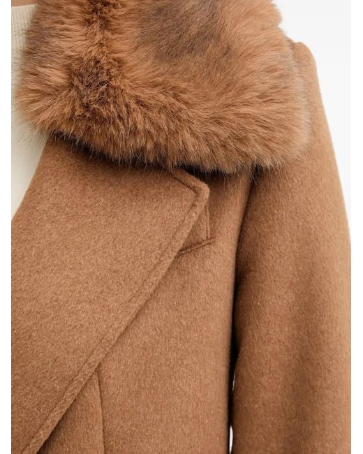 Guess Natural Faux-Fur Collar Coat