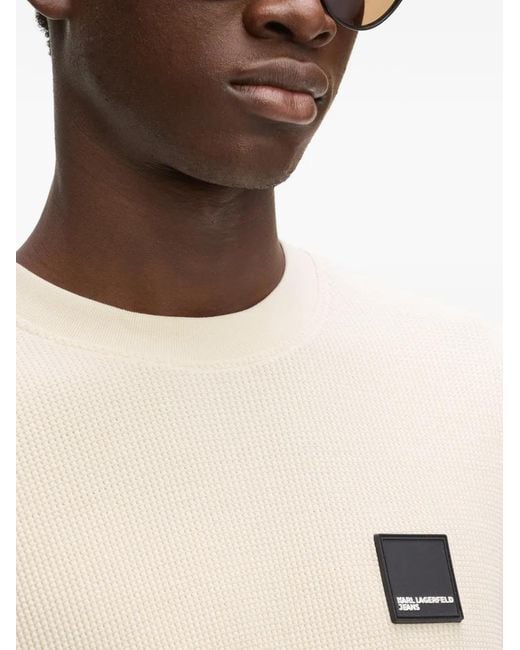 Karl Lagerfeld White Logo-Plaque T-Shirt for men