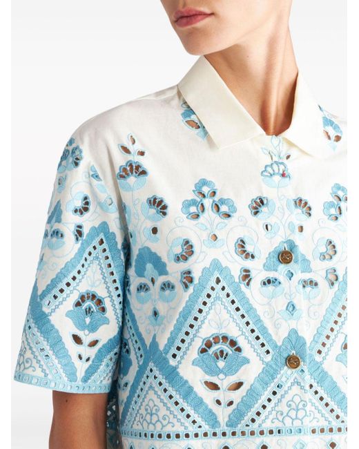 Etro Broderie Anglaise Blouse in het Blue