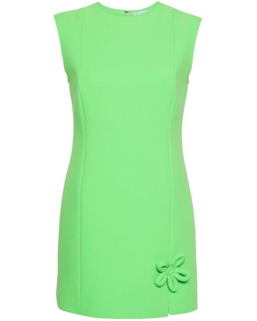 MSGM Green Floral-appliqué Crepe Mini Dress