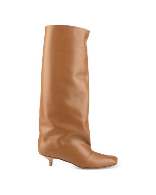 Vicini Brown Square-Toe Leather Boots