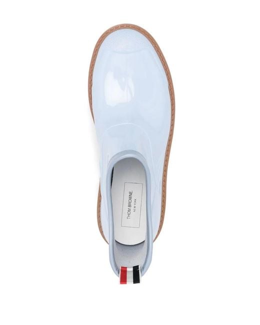 Thom Browne White Stripe-Trim Ankle Boots for men