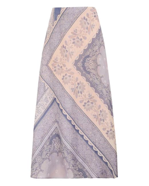 Zimmermann ミックスプリント マキシスカート Purple