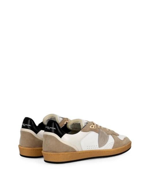 Philippe Model White Logo-Patch Panelled Sneakers for men
