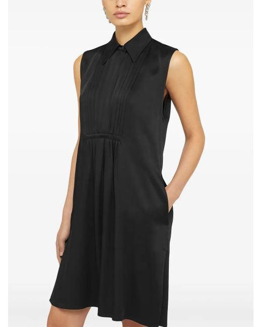 Jil Sander Black Classic-Collar Satin-Finish Dress