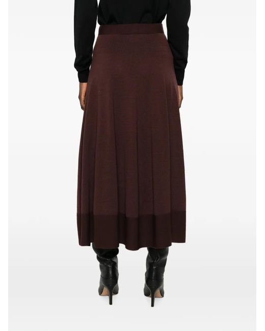 SERGIO MORETTI FIRENZE Brown Fine-Knit Flared Skirt