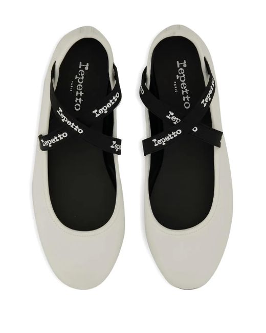 Bailarinas con tiras cruzadas Repetto de color White