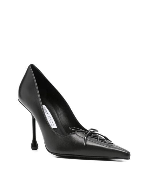 Jimmy Choo Black 95Mm Scarlett Lace-Up Pointed-Toe Pumps
