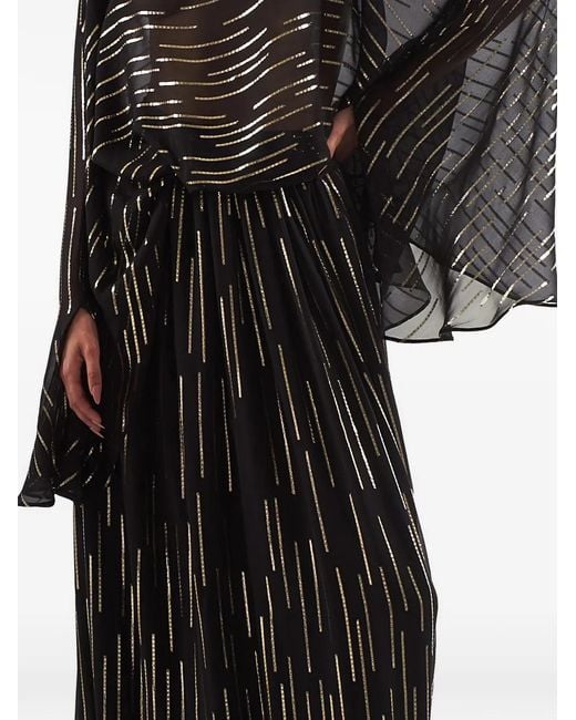 ‎Taller Marmo Black Tribeca Striped Maxi Dress
