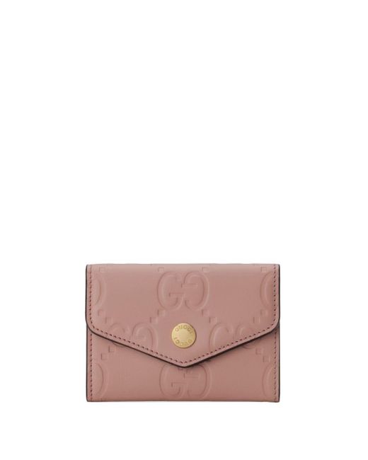 Gucci Pink Gg Leather Card Case