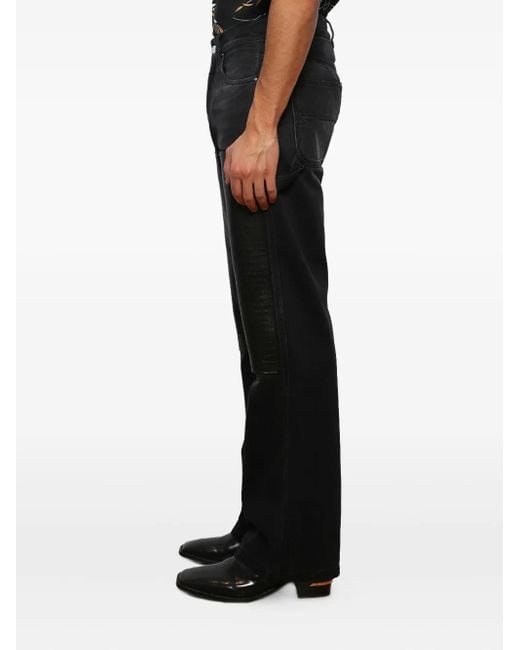 Amiri Black Embossed-Panel Carpenter Jeans for men