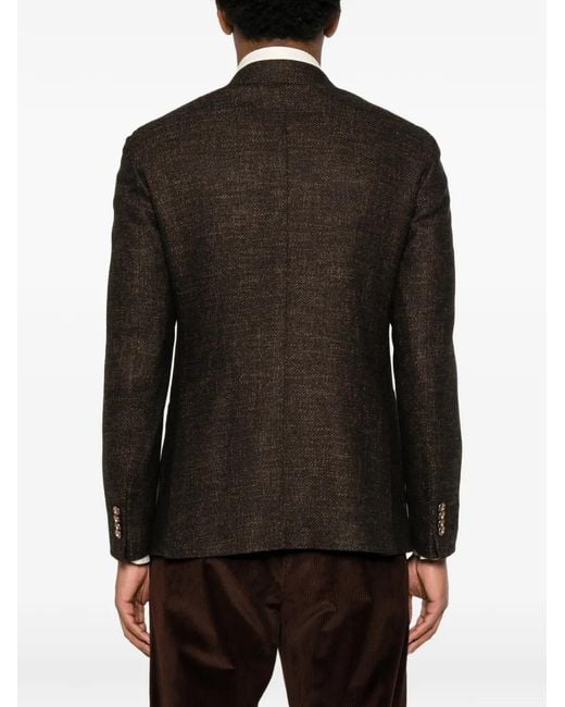 Tagliatore Brown Double-Breasted Peak-Lapels Blazer for men