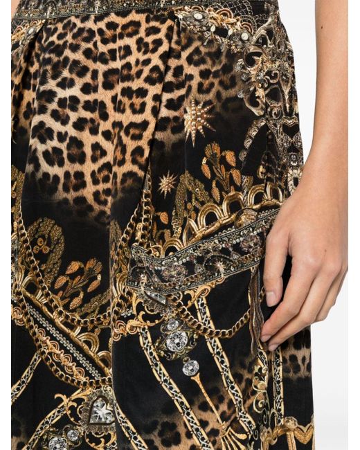 Camilla Multicolor Weite Hose mit Leoparden-Print