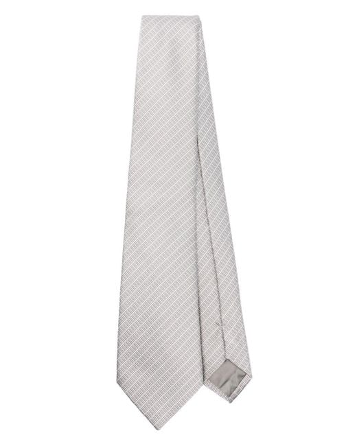 Giorgio Armani White Silk Striped Tie for men