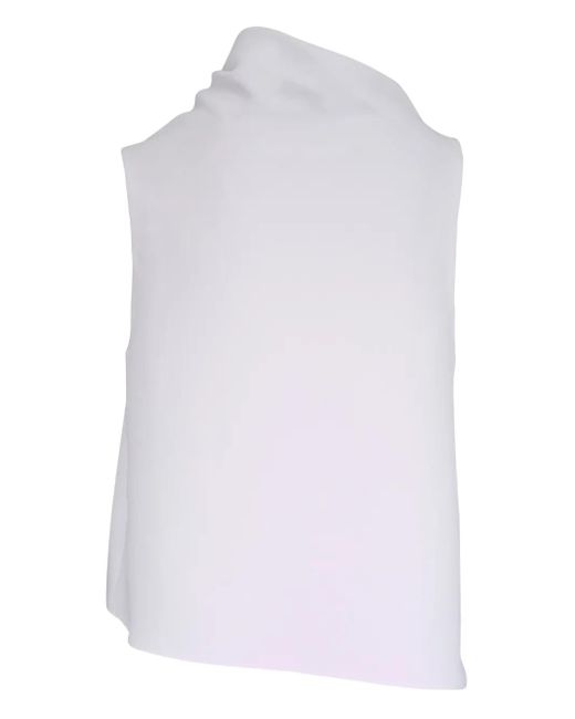 Vince White Asymmetric-Neckline Sleeveless Top