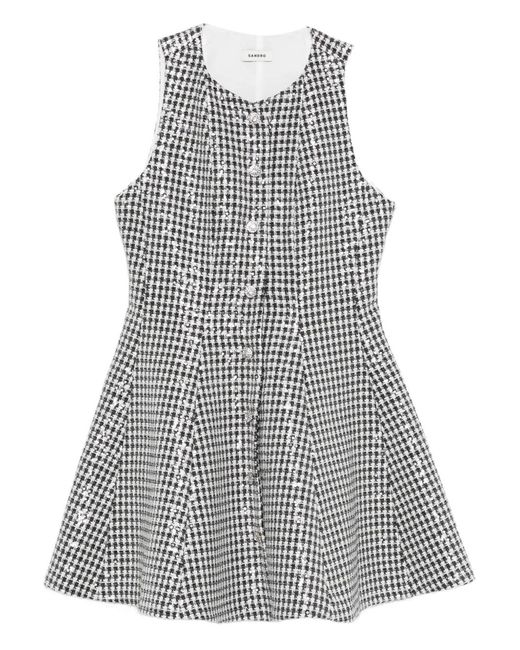 Sandro Gray Tweed And Sequin Mini Dress