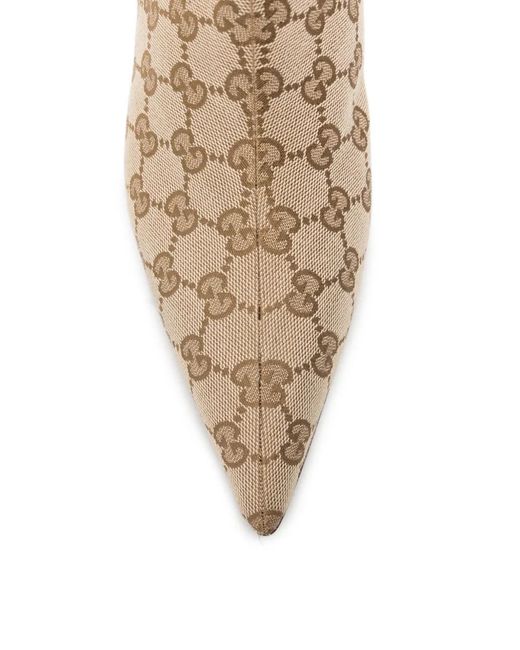 Gucci Natural Bombshell Monogram-Pattern Ankle Boots