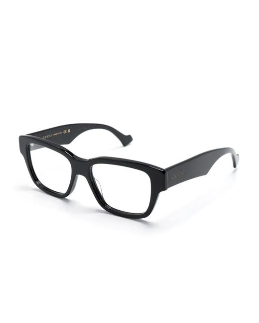Gucci Black Logo Engraved Rectangle-Shape Glasses for men