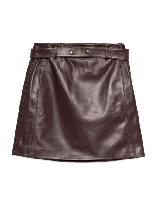 Minigonna Con Cintura di Arma in Brown