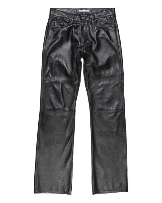 Acne Gray Lamb Leather Trousers for men