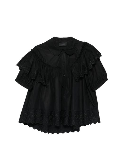 Simone Rocha Black Chemise Sans Manches À Broderie Anglaise