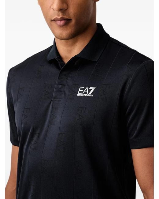 EA7 Black Golf Pro Logo-Print Short-Sleeve Polo Shirt for men