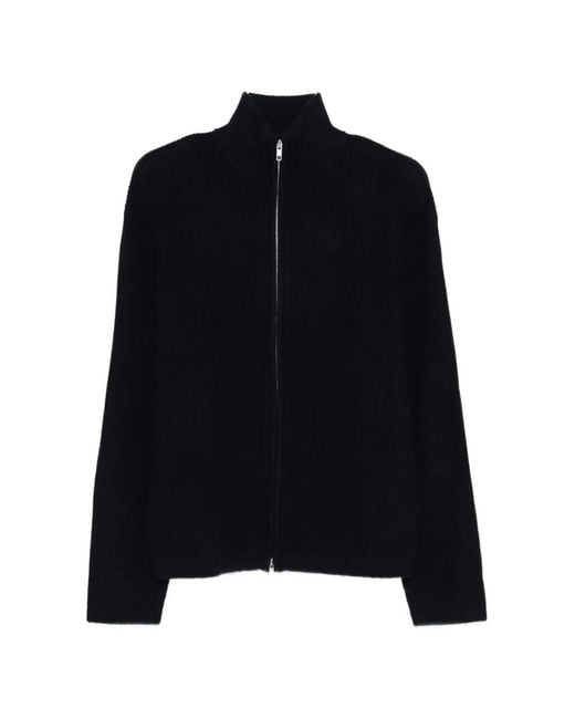 Soft Goat Black Zip Ribbed Cardigan for men
