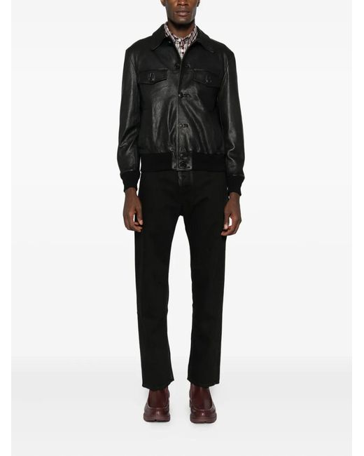 Salvatore Santoro Collared Leather Jacket in Black for Men | Lyst