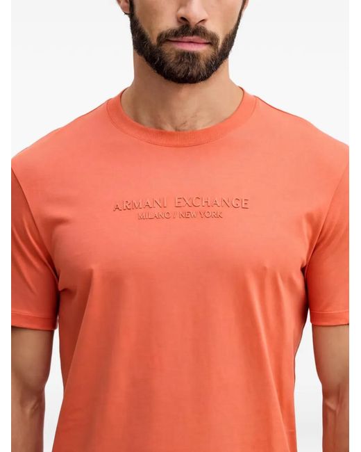ARMANI EXCHANGE Orange Logo-Embossed T-Shirt for men