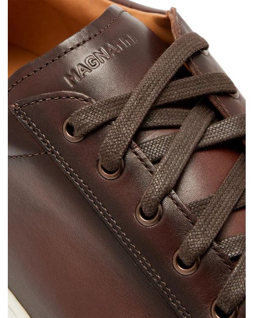 Magnanni Shoes Brown Nitro Leather Sneakers for men