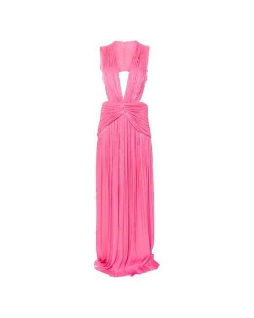 Costarellos Pink Silla Cutout-Detail V-Neck Maxi Dress