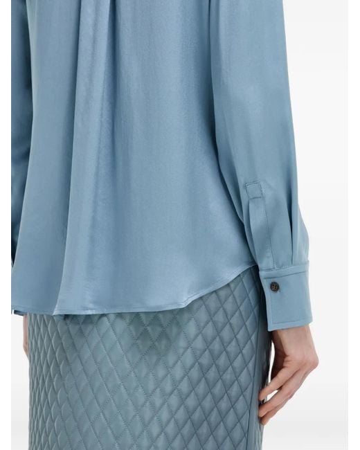 Ferragamo Blue Chemise En Soie