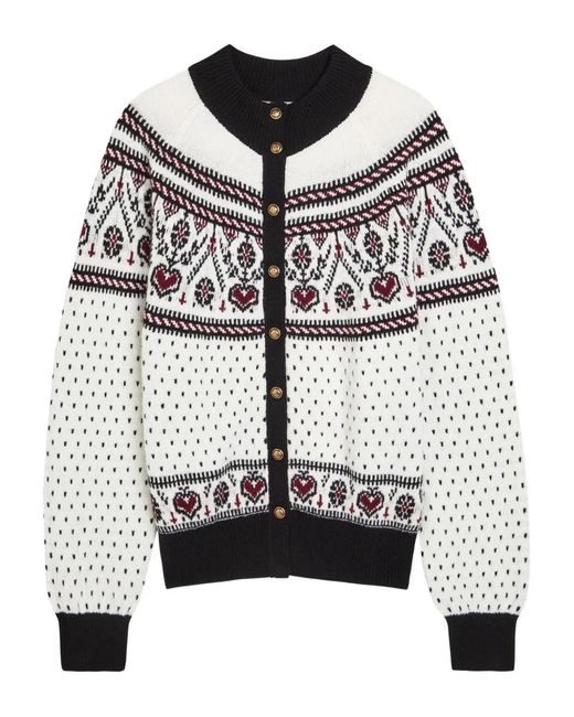 Khaite Gray Intarsia-Knit Cardigan