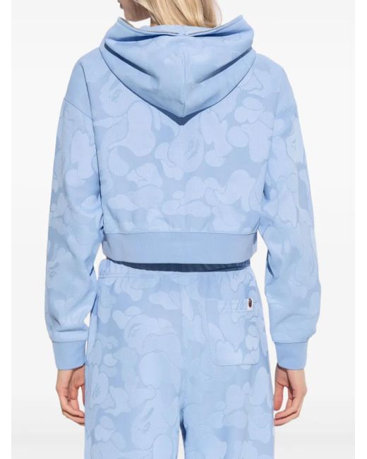 A Bathing Ape Blue Logo Zip-Up Hoodie