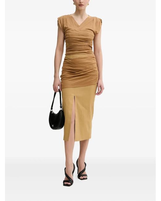 Pinko Natural Draped V-Neck Top